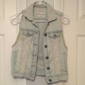 Lace jean cutoff vest